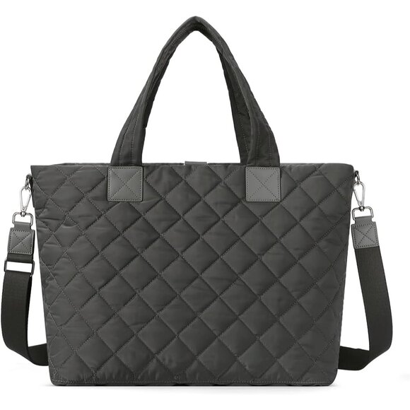 Handbags - Stylish Nylon Tote Bag with Faux Leather Handles - Perfect for Gym & Travel